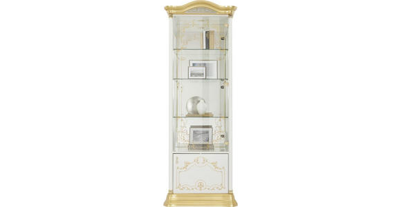 VITRINE in Weiß, Goldfarben - Goldfarben/Weiß, LIFESTYLE, Glas/Holzwerkstoff (76/209/53cm) - Cantus