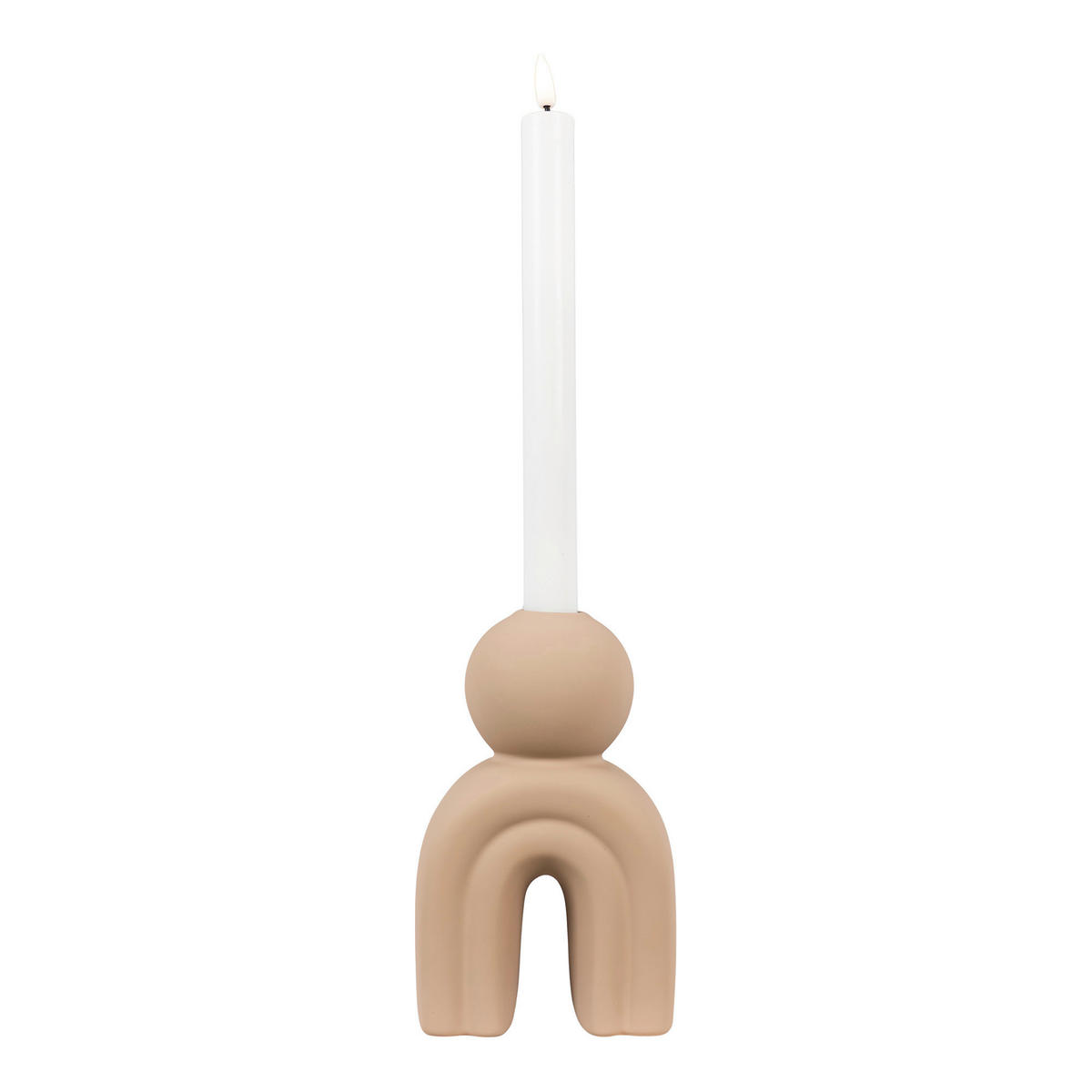 KERZENHALTER - Beige, Basics, Keramik (6,5/17/10,5cm)