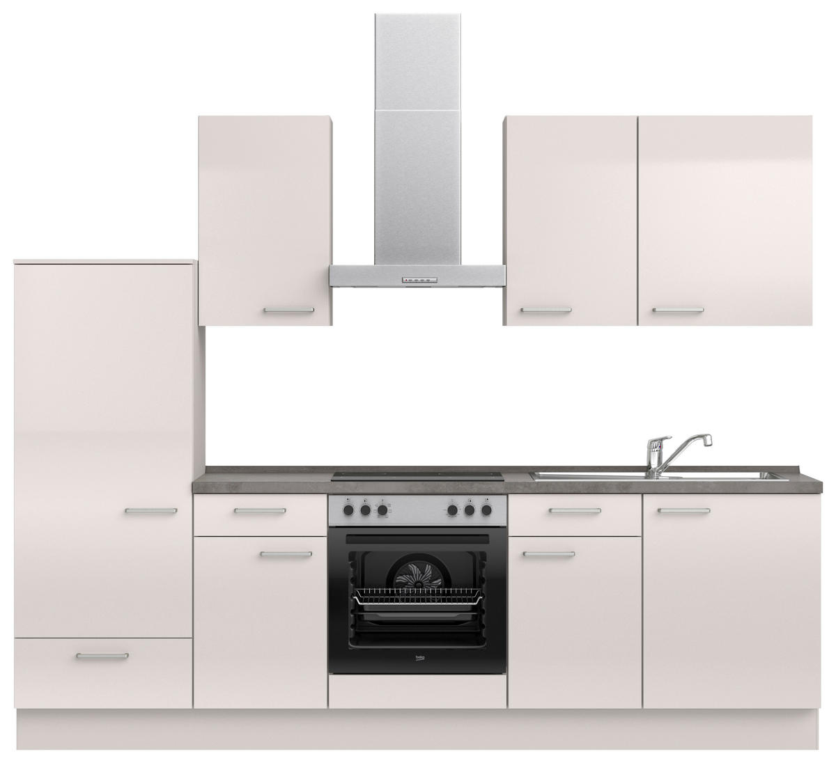 KÜCHENBLOCK Flash 270 cm  in Schieferfarben, Seidengrau  - Schieferfarben/Edelstahlfarben, MODERN, Holzwerkstoff/Metall (270cm) - Nobilia