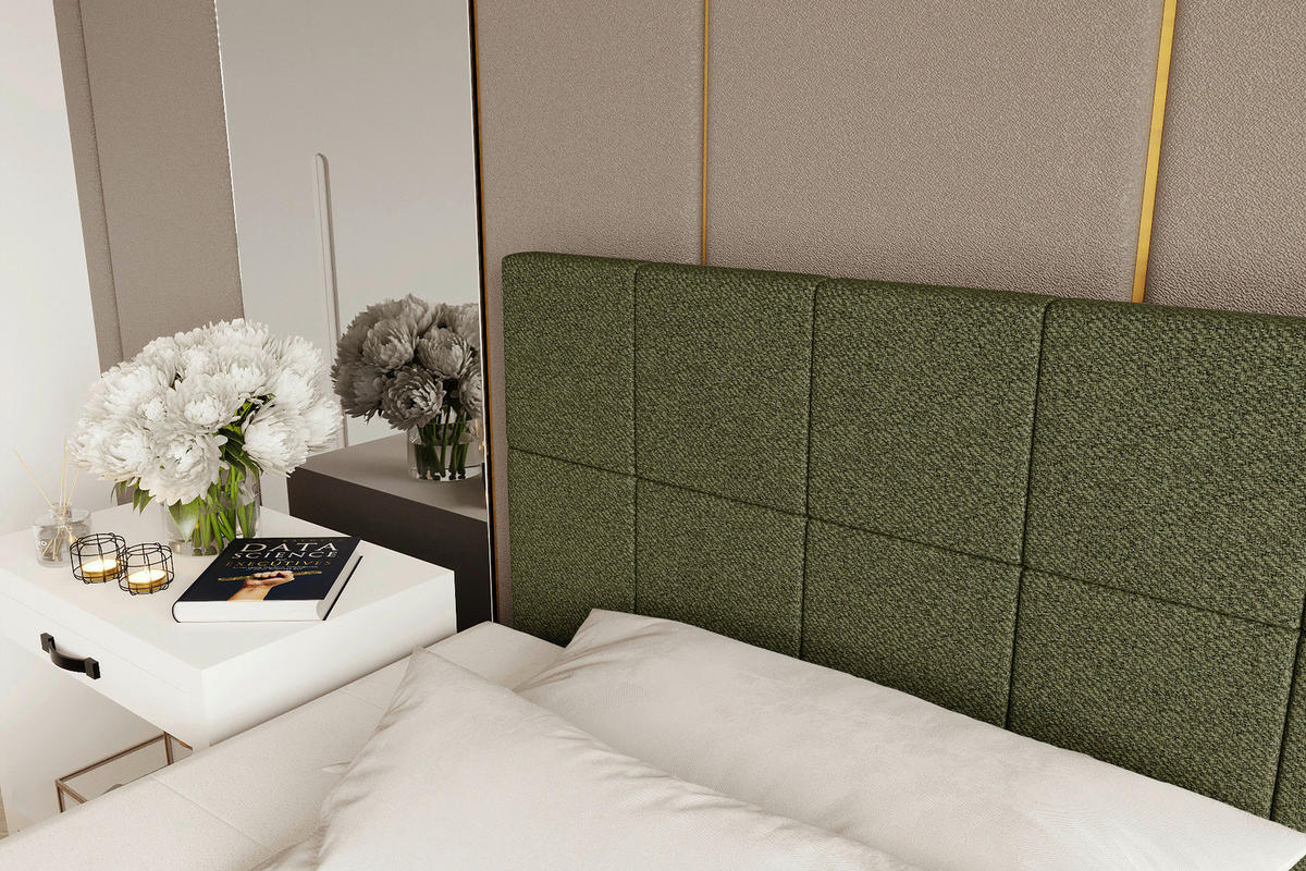 BOXBETT 120/200 cm,  in Grün, Matratze, Topper, Bettschublade, H3 = fest  - Schwarz/Grün, KONVENTIONELL, Kunststoff/Textil (120/200cm) - Boxxx