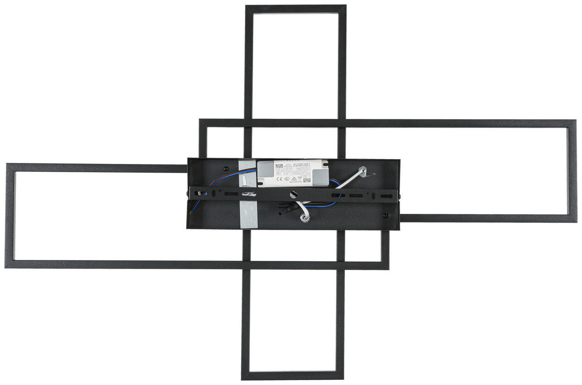 DECKENLEUCHTE    82,5/55/8 cm  - Chromfarben/Schwarz, Trend, Kunststoff/Metall (82,5/55/8cm) - Novel