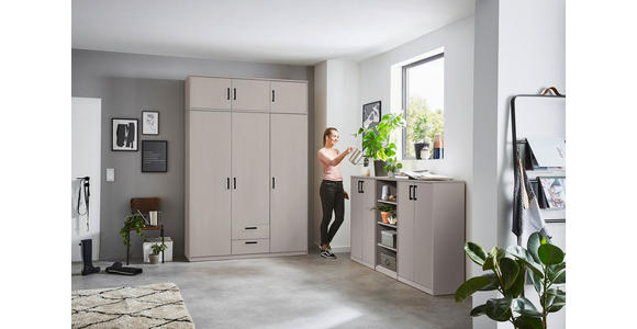 DREHTÜRENSCHRANK  in Kaschmir  - Kaschmir/Schwarz, Basics, Holzwerkstoff/Metall (157/194/54cm) - Xora