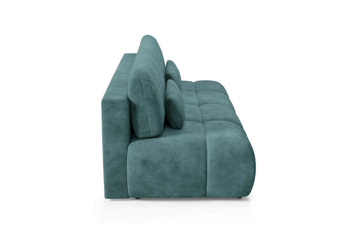 SCHLAFSOFA MARON  mit Samt Petrol  - Petrol/Schwarz, Design, Kunststoff/Textil (219/94/110cm) - Livetastic