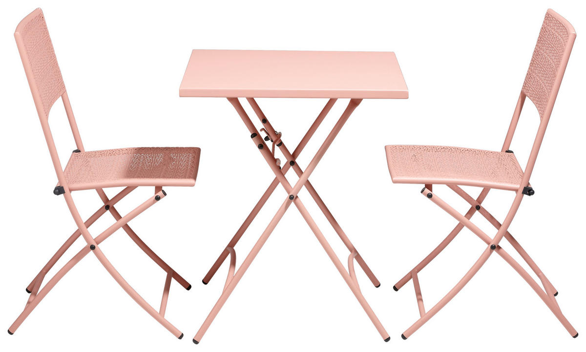 BALKONSET Rosa 3-teilig  - Rosa, ROMANTIK / LANDHAUS, Metall - Ambia Garden