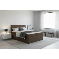 BOXSPRINGBETT 140/200 cm,  in Braun, Matratze, Topper, H3 = fest  - Schwarz/Braun, MODERN, Kunststoff/Textil (140/200cm) - MID.YOU