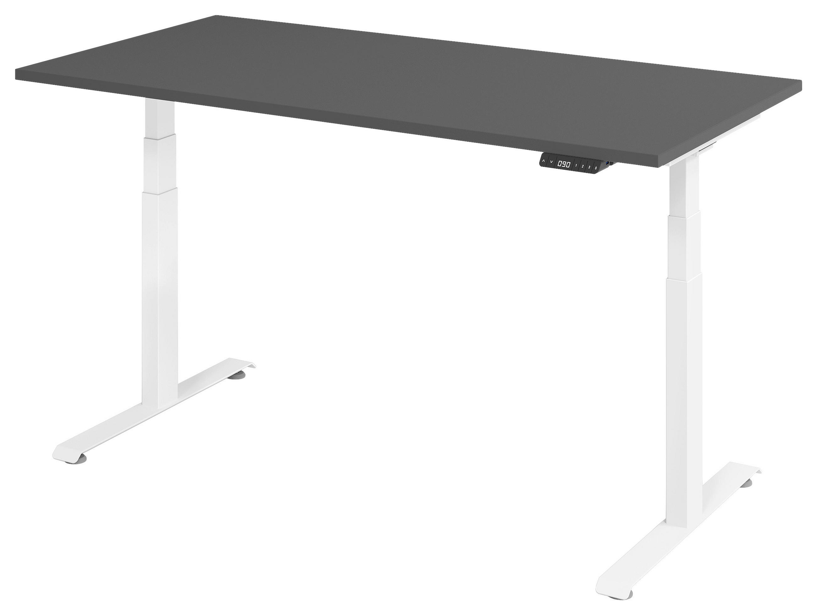 SCHREIBTISCH 160/80/64,5-129,5 cm  in Graphitfarben, Weiß  - Graphitfarben/Weiß, KONVENTIONELL, Holzwerkstoff/Metall (160/80/64,5-129,5cm) - Venda