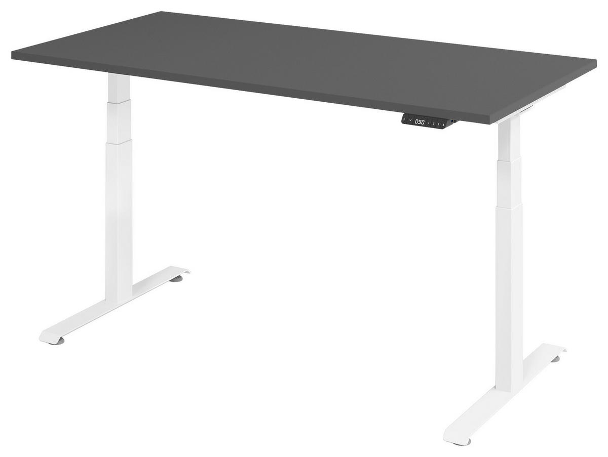 SCHREIBTISCH 160/80/64,5-129,5 cm  in Graphitfarben, Weiß  - Graphitfarben/Weiß, KONVENTIONELL, Holzwerkstoff/Metall (160/80/64,5-129,5cm) - Venda