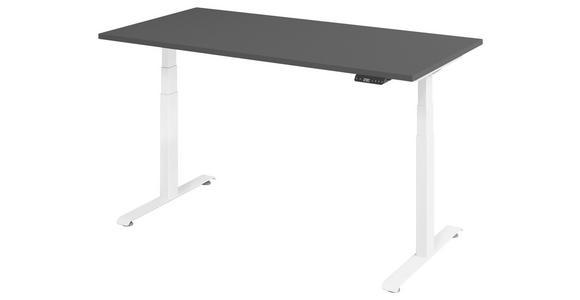 SCHREIBTISCH 160/80/64,5-129,5 cm Graphitfarben, Weiß höhenverstellbar  - Graphitfarben/Weiß, KONVENTIONELL, Holzwerkstoff/Metall (160/80/64,5-129,5cm) - Venda