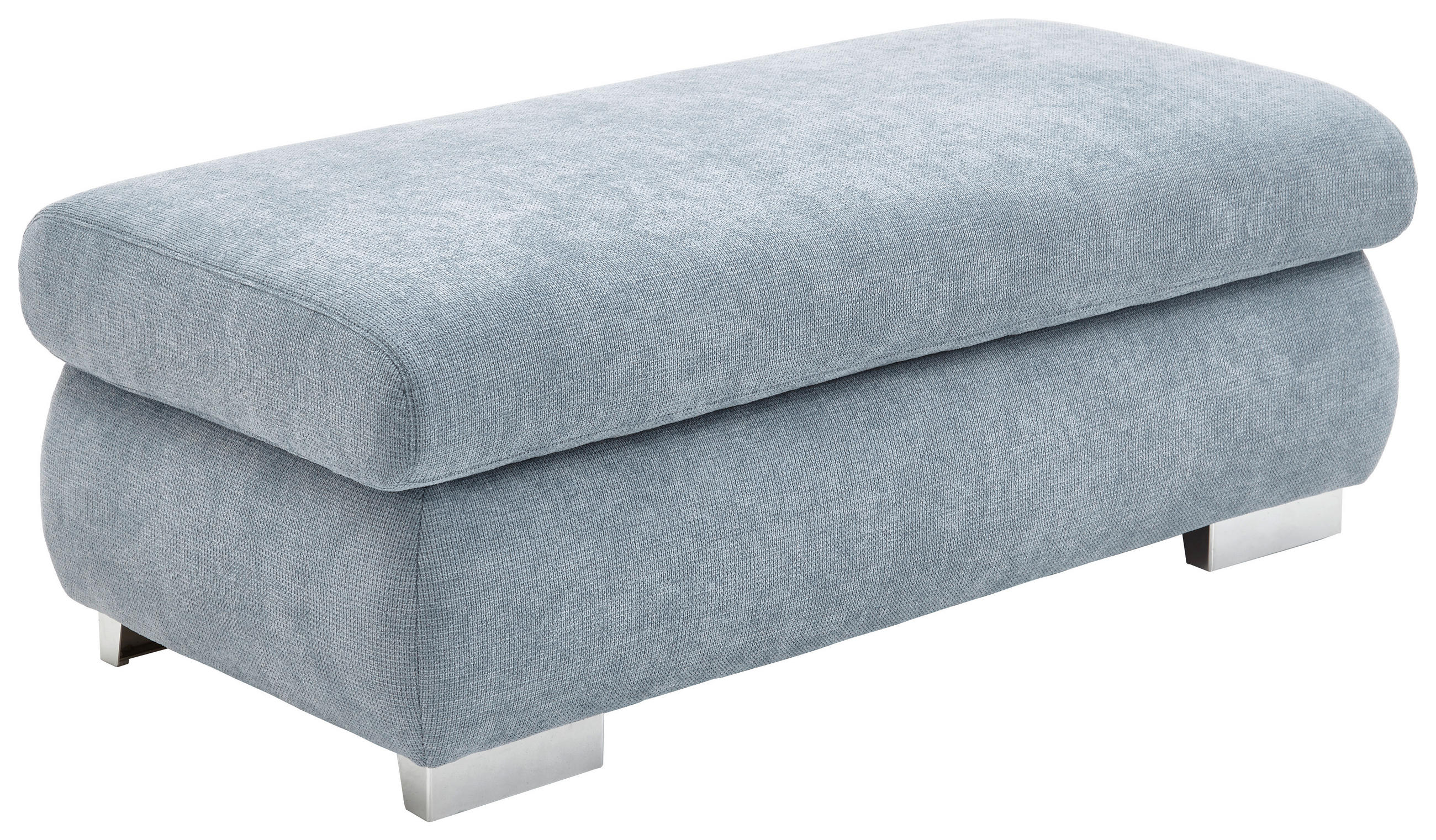 HOCKER Textil Hellblau  - Chromfarben/Hellblau, Design, Textil (129/49/64cm) - Beldomo Style