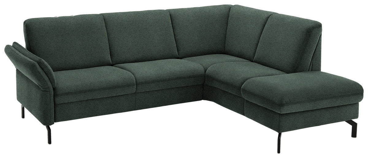 ECKSOFA in Flachgewebe Dunkelgrün  241/190 cm  - Dunkelgrün/Schwarz, KONVENTIONELL, Textil/Metall (241/190cm) - Beldomo Comfort