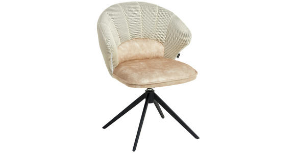 ARMLEHNSTUHL in Eisen Webstoff - Beige/Schwarz, Design, Textil/Metall (61/87,5/63,5cm) - Novel