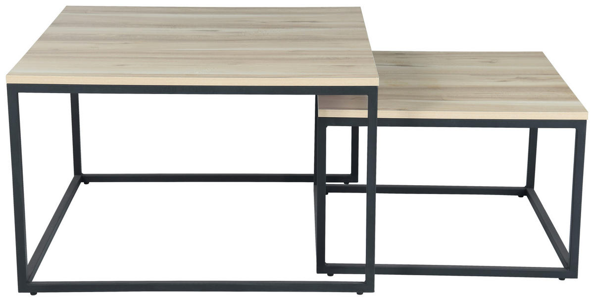 COUCHTISCH in Metall, Holzwerkstoff  - Eichefarben/Schwarz, Design, Holzwerkstoff/Metall (80/50/80cm) - MID.YOU