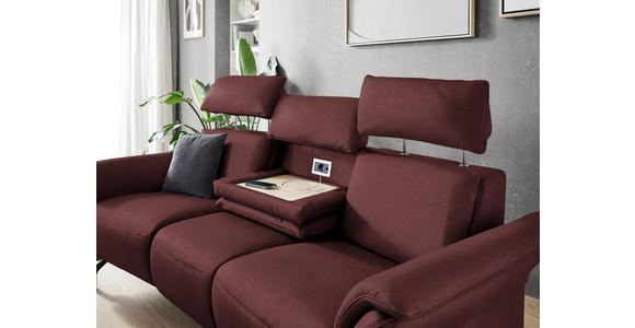 TRAPEZSOFA in Echtleder Bordeaux  - Bordeaux/Schwarz, KONVENTIONELL, Leder/Metall (221/103/95cm) - Dieter Knoll