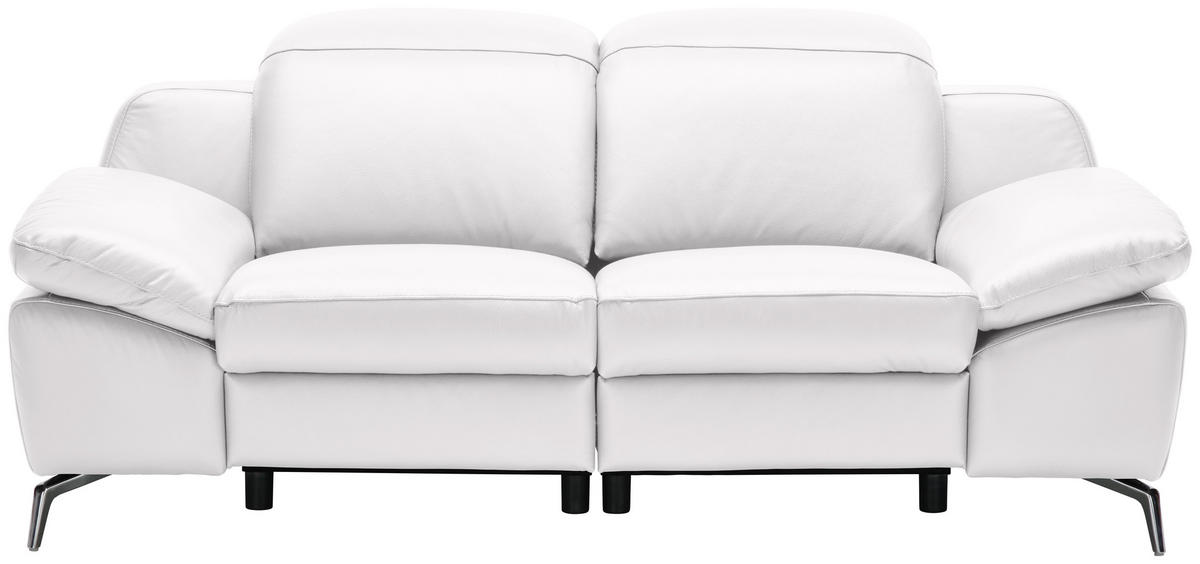 KÉTÜLÉSES KANAPÉ bőr fehér  - krómszínű/fekete, Design, műanyag/bőr (194/83-99/110cm) - Celina Home