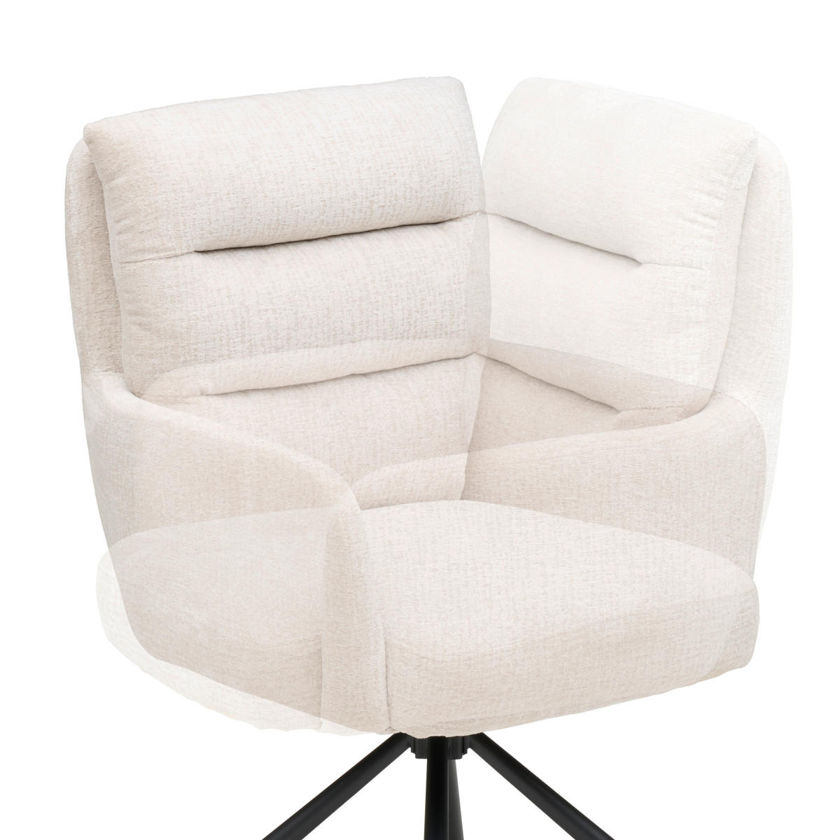 ARMLEHNSTUHL  Sitzfläche 180° drehbar Webstoff  - Beige/Schwarz, MODERN, Textil/Metall (57/95/65cm) - MID.YOU