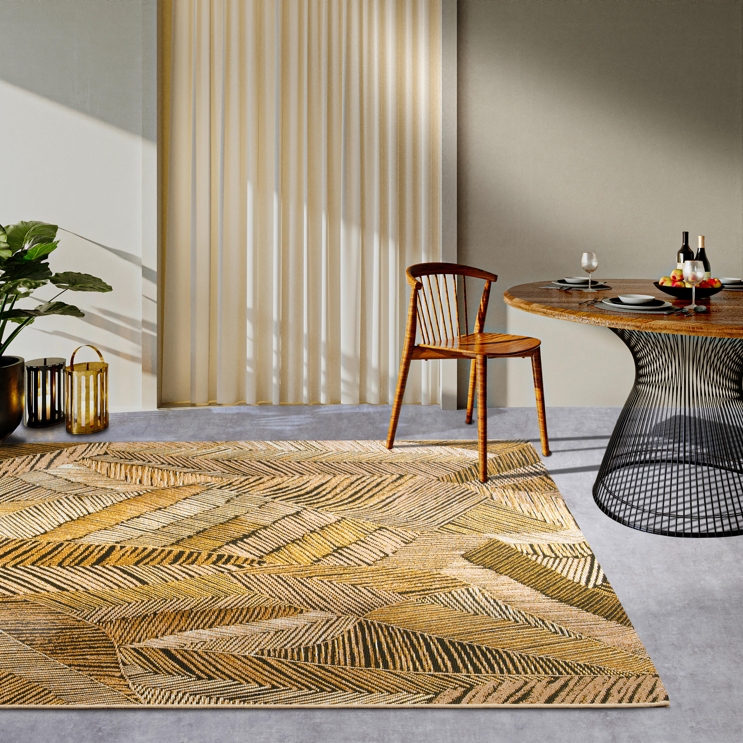 OUTDOORTEPPICH 200/285 cm Kollektion 1767 Schwarz, Goldfarben  - Goldfarben/Schwarz, Design, Kunststoff (200/285cm) - Villeroy & Boch