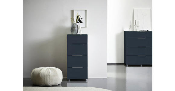 KOMMODE , 45,3/99,3/40 cm, 4 Schublade(n)  - Anthrazit/Alufarben, Design, Glas/Holzwerkstoff (45,3/99,3/40cm) - Voleo