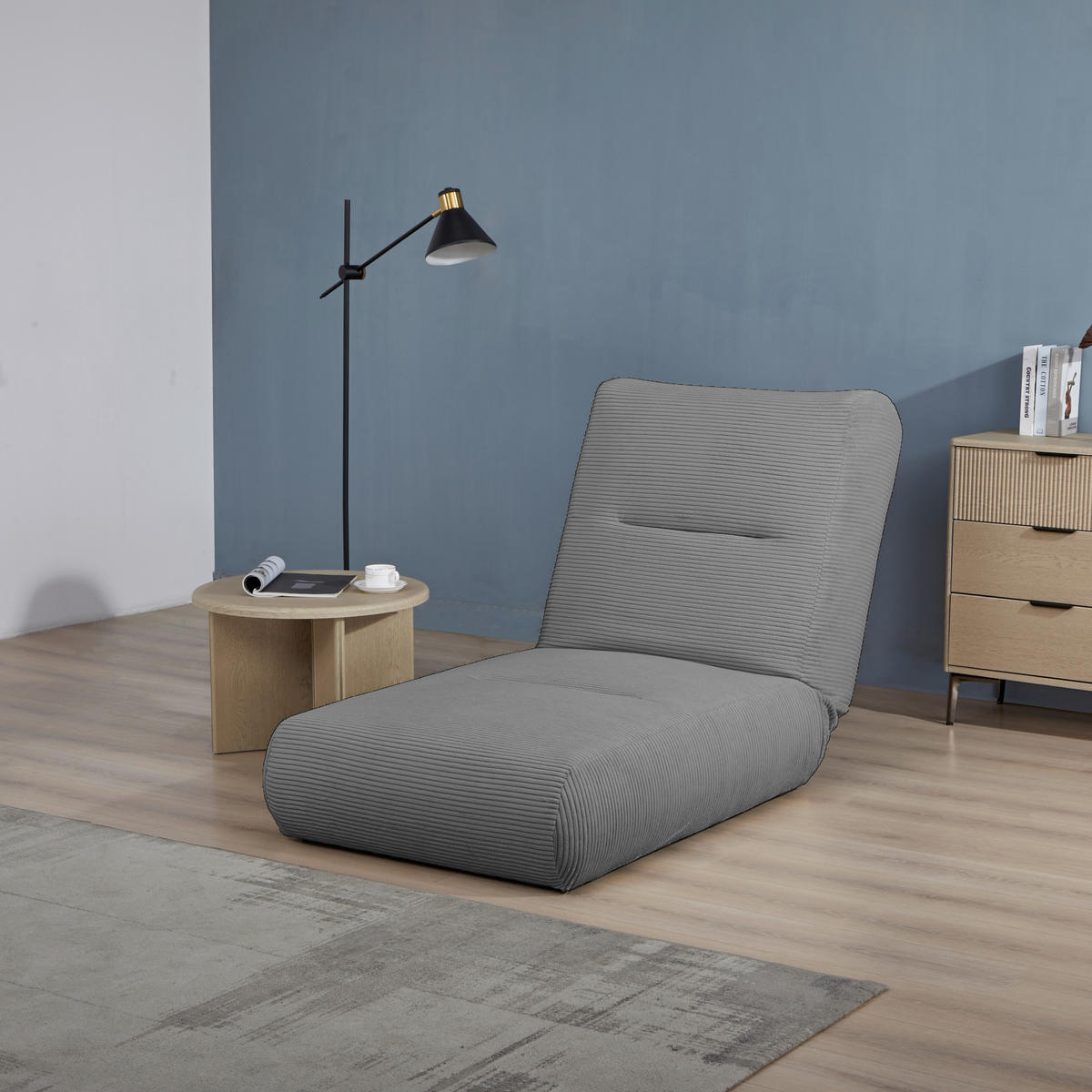 SCHLAFSESSEL in Cord Dunkelgrau  - Dunkelgrau, Design, Textil (81/88/160cm) - Livetastic