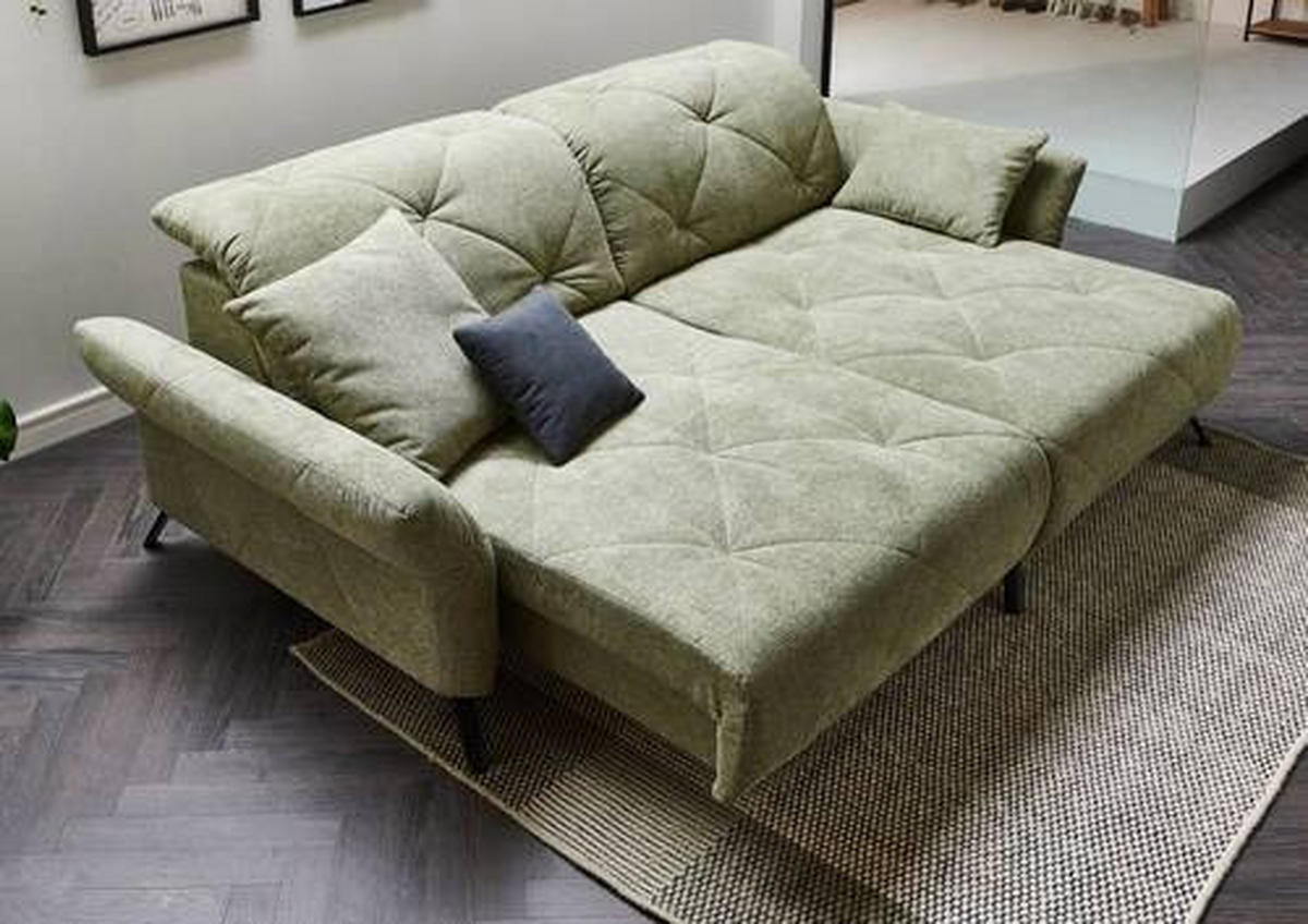 ECKSOFA in Webstoff Grün  - Schwarz/Grün, Design, Textil/Metall (173/244cm) - Moderano