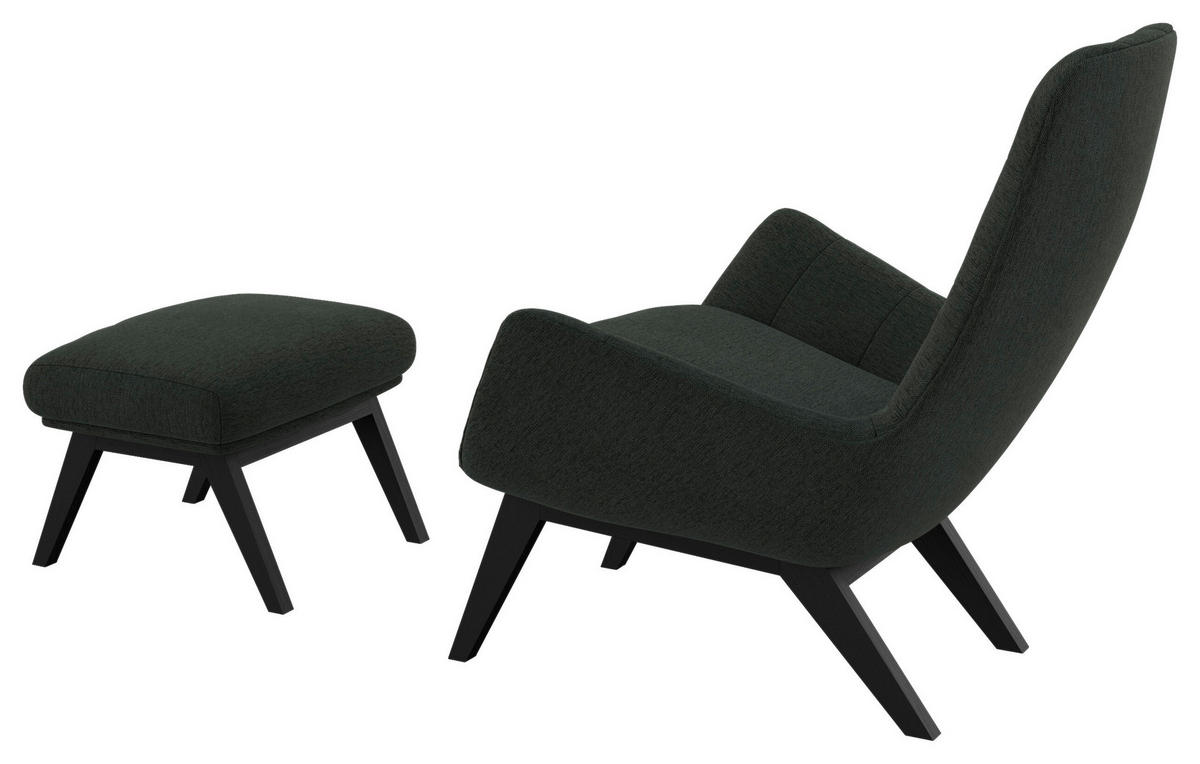 SESSELSET Flachgewebe Hocker    - Waldgrün/Schwarz, Design, Holz/Textil (84/95/96cm) - MID.YOU