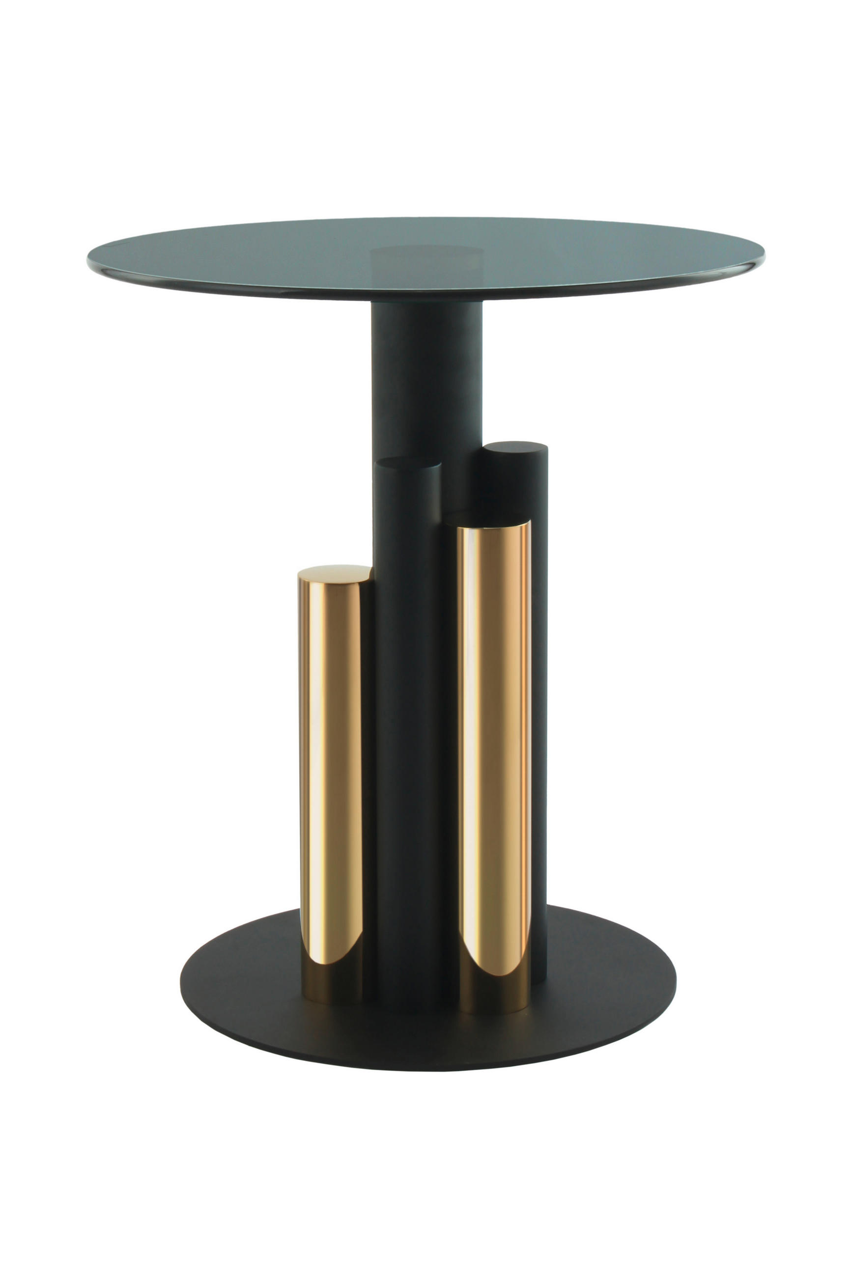 BEISTELLTISCH 46/46/52 cm Grau, Goldfarben rund  - Goldfarben/Grau, Design, Glas/Metall (46/46/52cm) - Kayoom