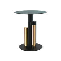 BEISTELLTISCH 46/46/52 cm Grau, Goldfarben rund  - Goldfarben/Grau, Design, Glas/Metall (46/46/52cm) - Kayoom
