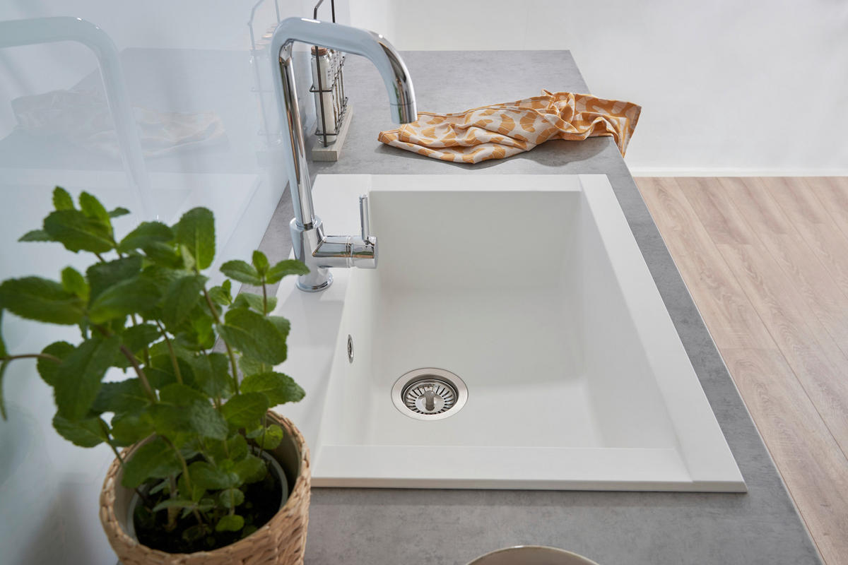 SPÜLE 1712OHIO66X50W  - Weiß, Trend, Glas/Kunststoff (66/21/50cm) - Respekta