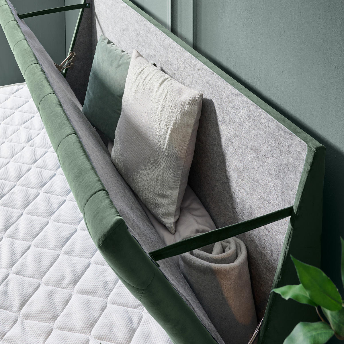 BOXSPRINGBETT 180/200 cm  in Grün  - Schwarz/Grün, KONVENTIONELL, Holz/Textil (180/200cm) - Ti'me