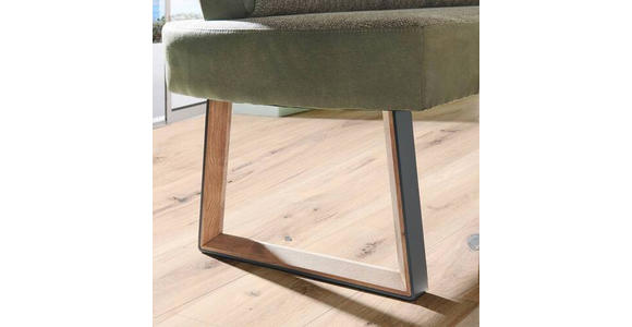 ECKBANK 173/235 cm Webstoff Grün, Eichefarben Eiche massiv Holz, Metall - Eichefarben/Schwarz, KONVENTIONELL, Holz/Textil (173/235cm) - Voleo