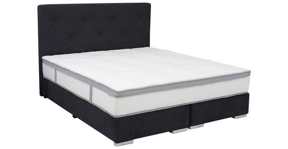 BOXSPRINGBETT 180/200 cm  in Dunkelblau  - Chromfarben/Dunkelblau, KONVENTIONELL, Kunststoff/Textil (180/200cm) - Carryhome
