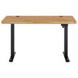 SCHREIBTISCH 140/70/76-119 cm Eichefarben elektrisch höhenverstellbar  - Eichefarben/Schwarz, MODERN, Holz/Metall (140/70/76-119cm) - Linea Natura