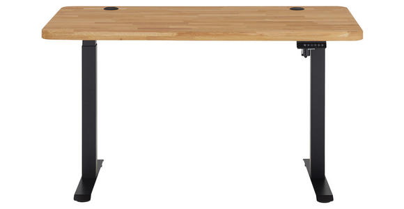 SCHREIBTISCH 140/70/76-119 cm Eichefarben elektrisch höhenverstellbar  - Eichefarben/Schwarz, MODERN, Holz/Metall (140/70/76-119cm) - Linea Natura