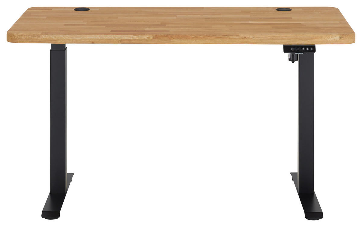 SCHREIBTISCH 140/70/76-119 cm Eichefarben elektrisch höhenverstellbar  - Eichefarben/Schwarz, MODERN, Holz/Metall (140/70/76-119cm) - Linea Natura