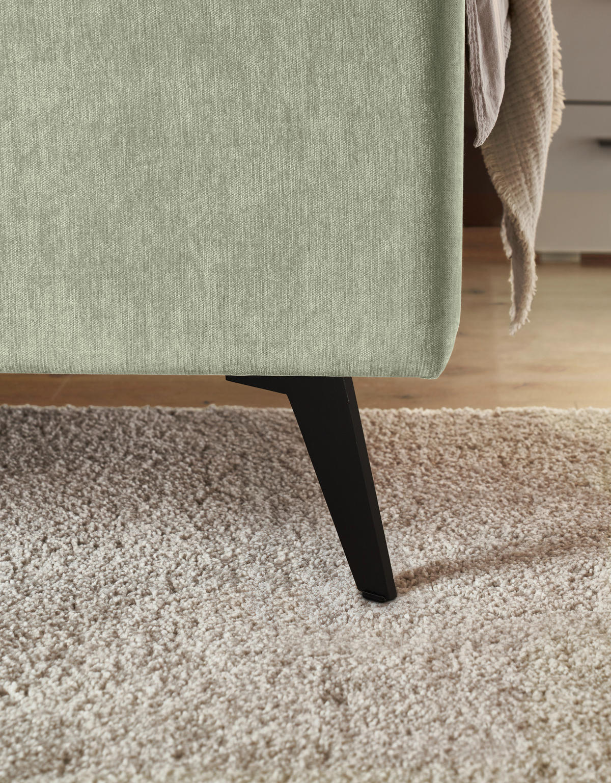 POLSTERBETT 180/200 cm,  in Hellgrün,  - Schwarz/Hellgrün, KONVENTIONELL, Textil/Metall (180/200cm) - SetOne by Musterring