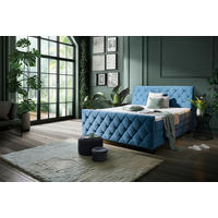 BOXSPRINGBETT 160/200 cm  in Blau  - Blau/Schwarz, KONVENTIONELL, Holz/Textil (160/200cm) - Ti'me