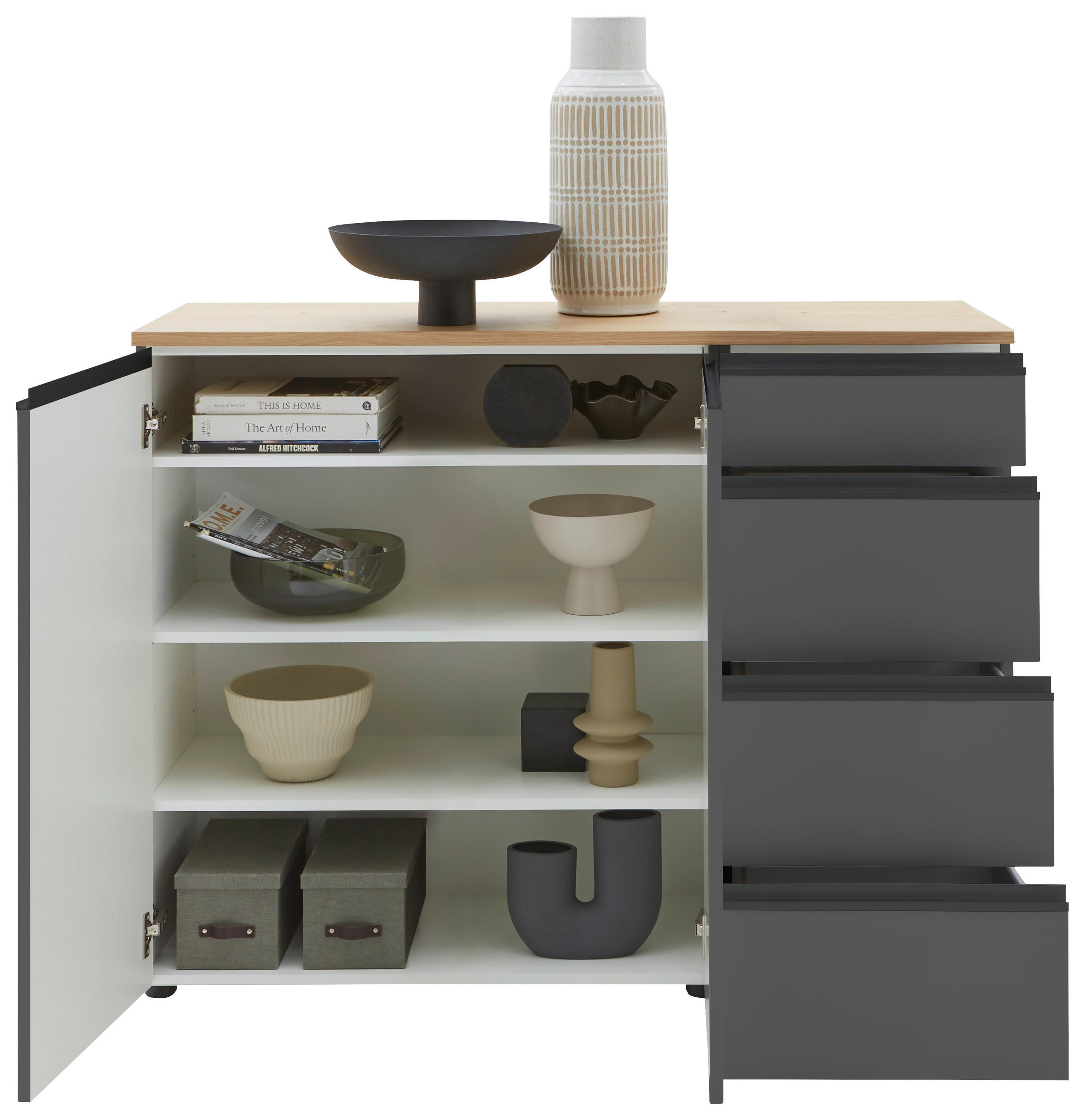 SIDEBOARD in 135/102/41 cm - Eichefarben/Schwarz, Design, Holz/Holzwerkstoff (135/102/41cm) - Dieter Knoll