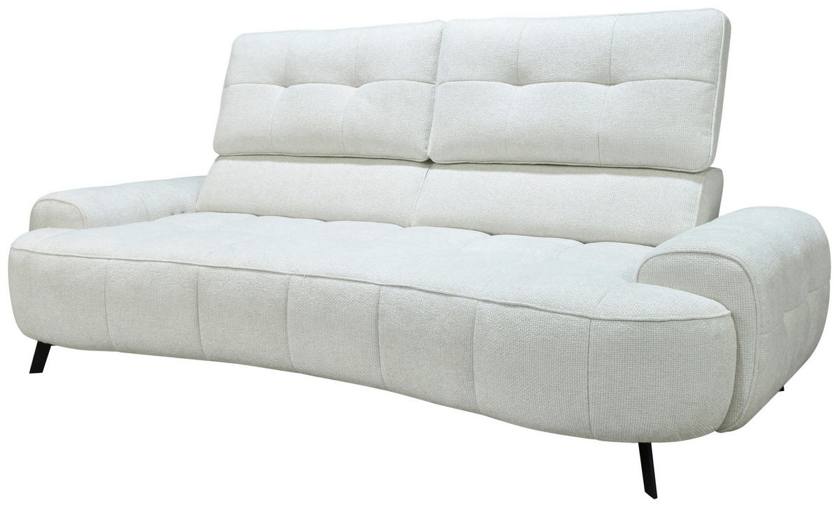 2-SITZER-SOFA Chenille Creme  - Creme/Schwarz, Design, Kunststoff/Textil (230/84/104/111/122cm) - Livetastic