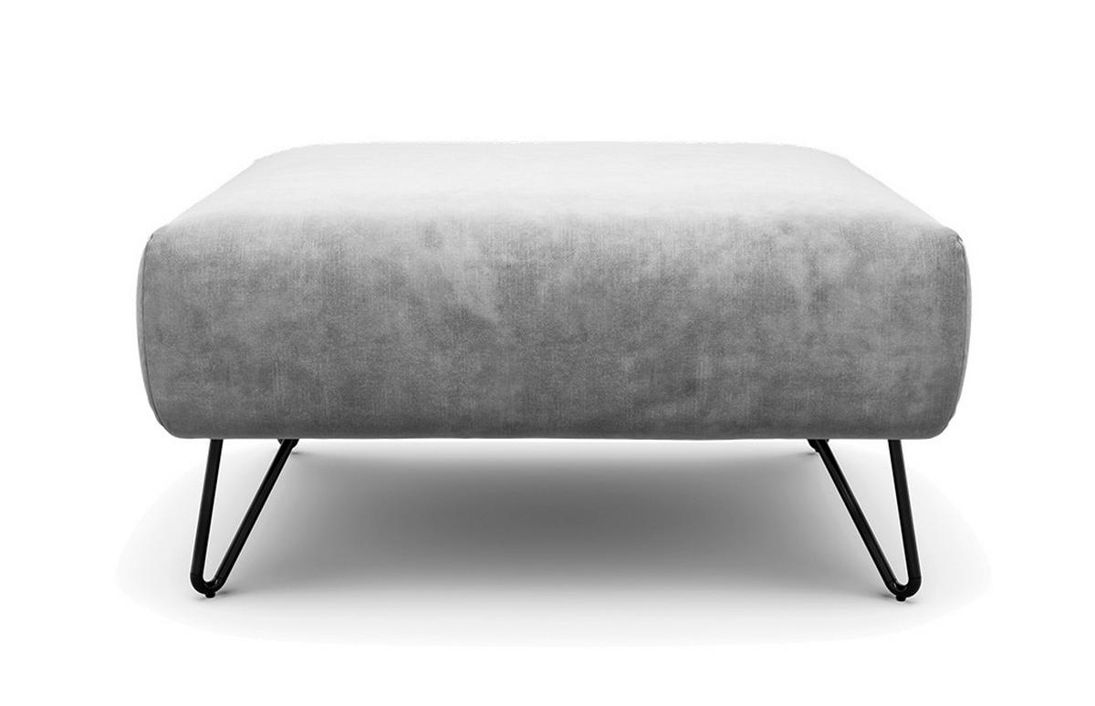 HOCKER Samt Hellgrau  - Hellgrau/Schwarz, Design, Textil/Metall (90/70/46cm) - SENSOO