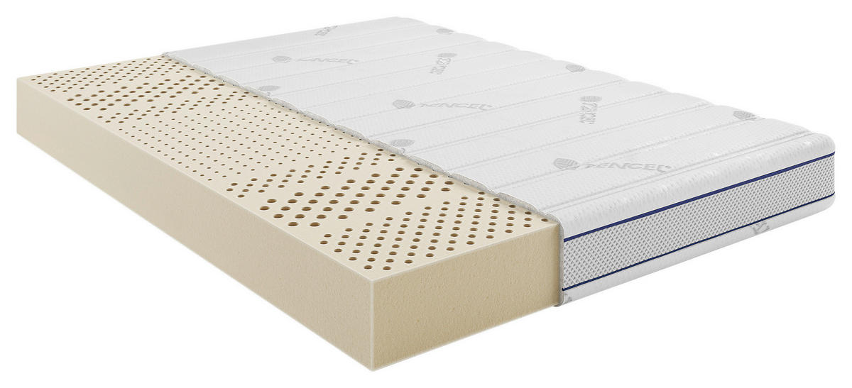 LATEXMATRATZE 100/200 cm, Höhe ca.: 20 cm, H5 + H5 = hart, 7-Zonen - Weiß, Basics, Textil (100/200cm) - Livetastic