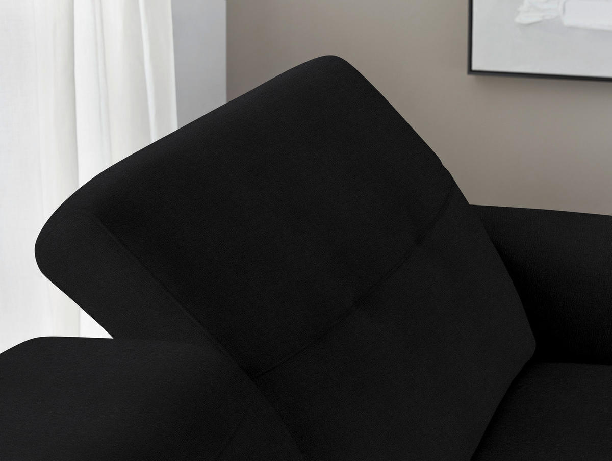 ECKSOFA in Echtleder Schwarz  305/163 cm  - Eichefarben/Schwarz, Design, Leder/Holz (305/163cm) - Novel