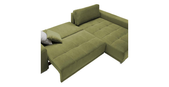 ECKSOFA in Samt Grün - Silberfarben/Grün, Design, Holz/Textil (293/195cm) - Cantus