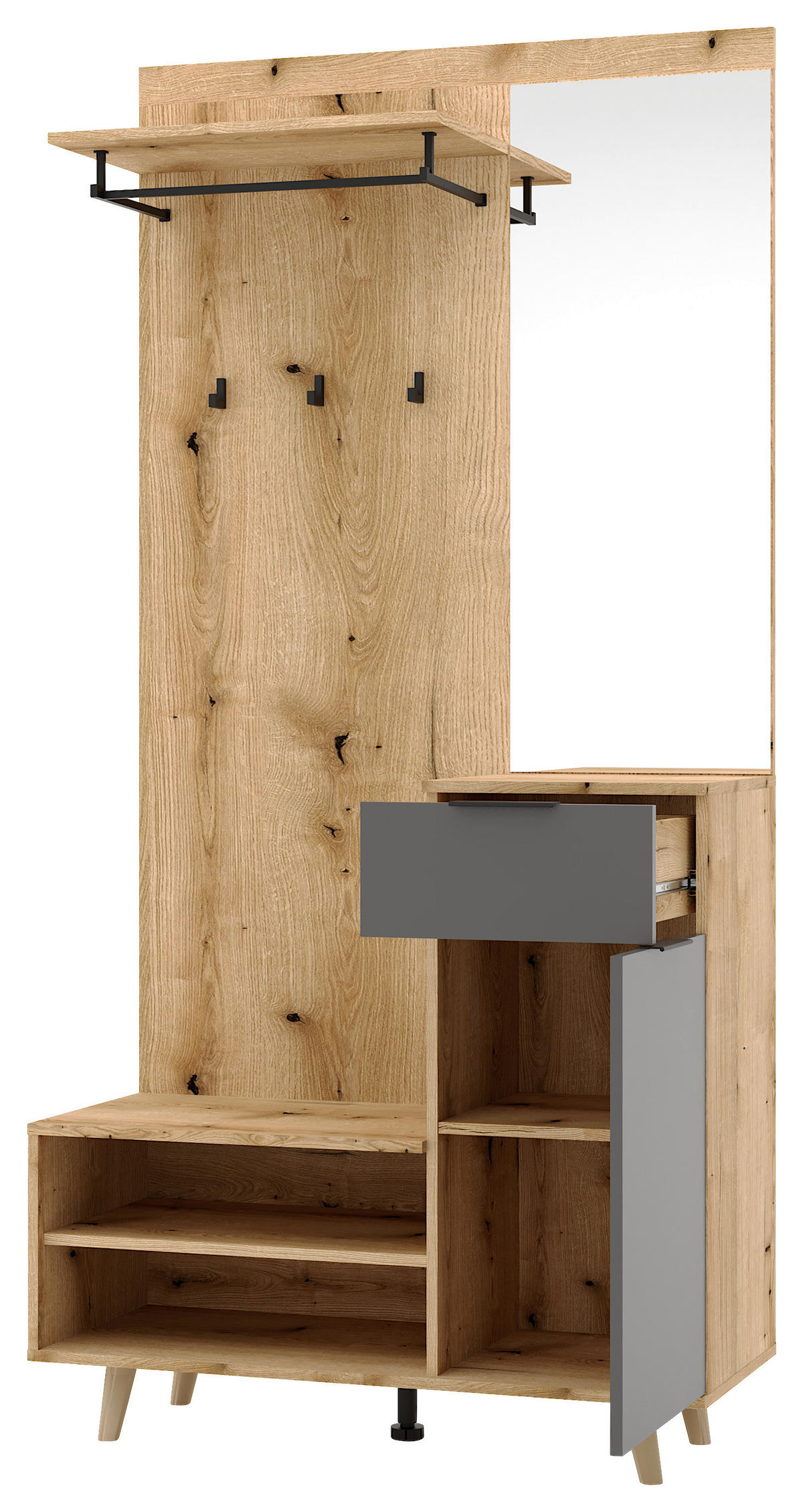 GARDEROBE  in 100/204/40 cm  - Graphitfarben/Eiche Artisan, KONVENTIONELL, Holzwerkstoff (100/204/40cm) - Boxxx