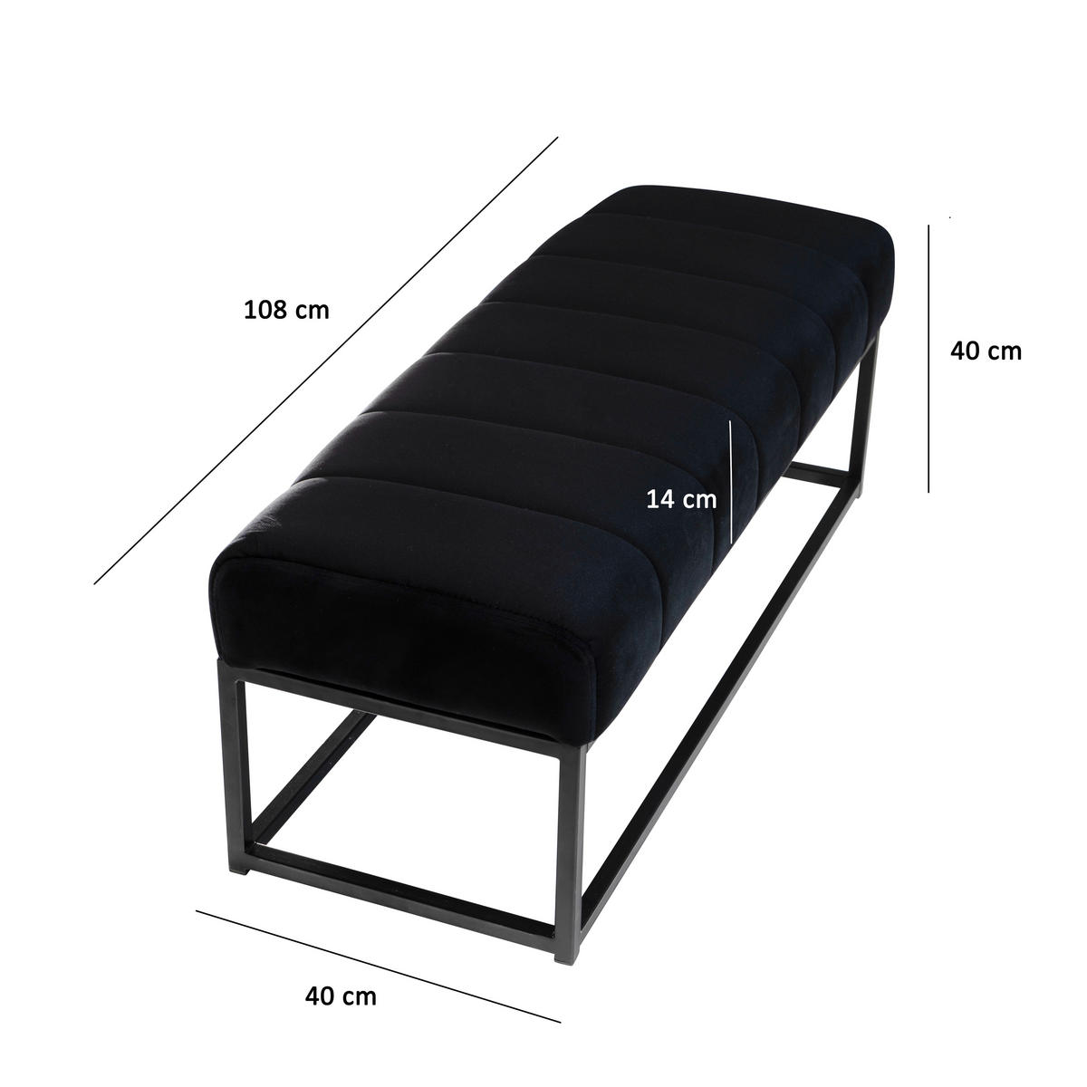KLOP, tekstil črna  - črna, Design, kovina/tekstil (108/40/40cm) - MID.YOU
