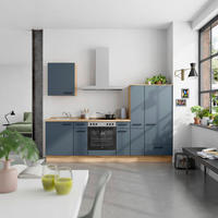 KÜCHENBLOCK Easytouch 270 cm  in Eichefarben, Dunkelblau  - Eichefarben/Schwarz, MODERN, Holzwerkstoff/Metall (270cm) - Nobilia