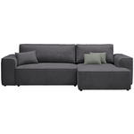 ECKSOFA in Plüsch Dunkelgrau  - Dunkelgrau/Blaugrau, Design, Kunststoff/Textil (288/152cm) - Xora