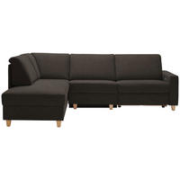 ECKSOFA in Flachgewebe Dunkelbraun  203/261 cm  - Eichefarben/Dunkelbraun, KONVENTIONELL, Holz/Textil (203/261cm) - Sedda
