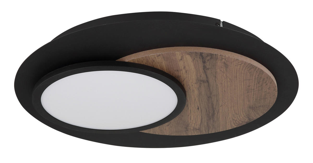 LED-DECKENLEUCHTE  48/5,6 cm    - Weiss/Dunkelbraun, Natur, Holzwerkstoff/Kunststoff (48/5,6cm) - Globo