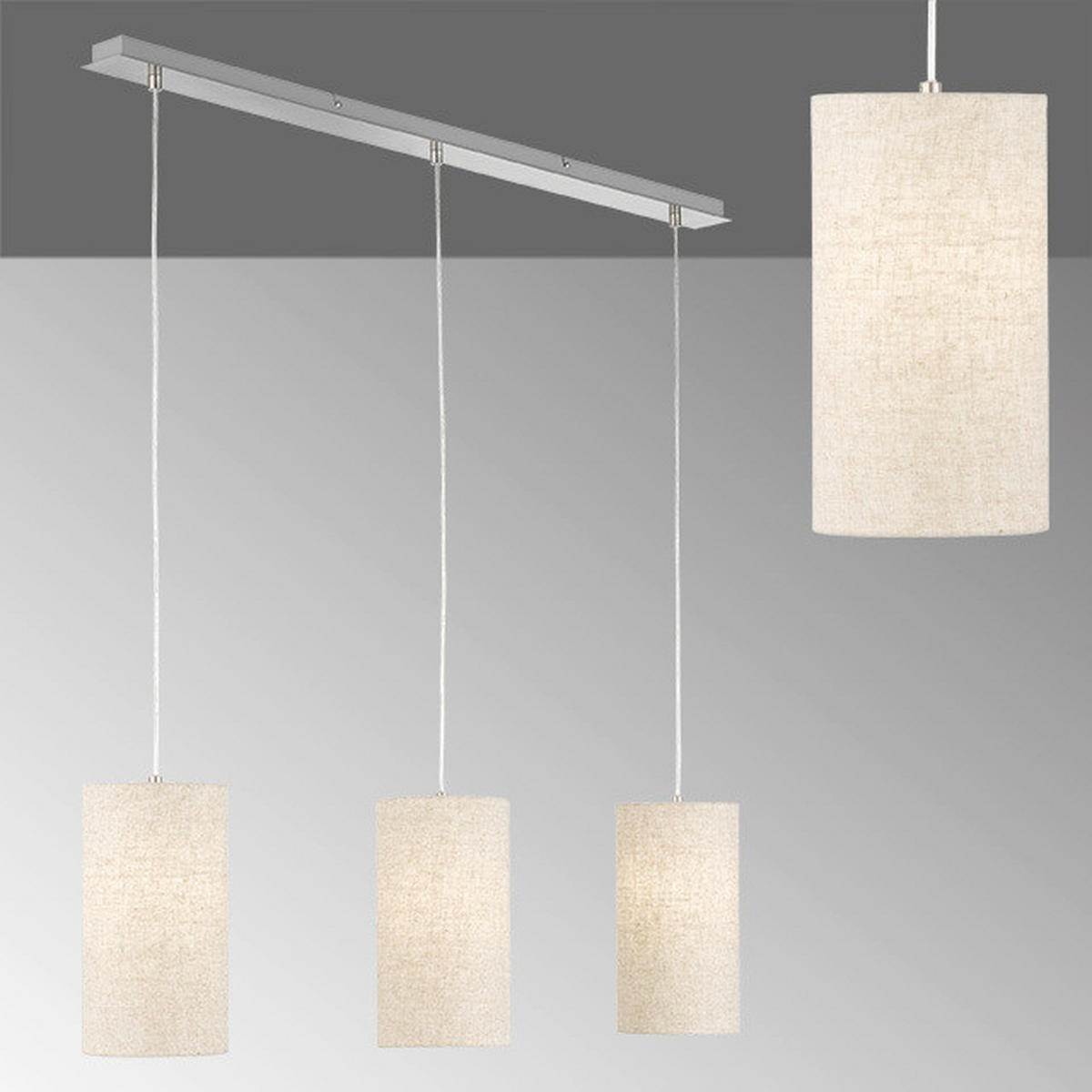 HÄNGLAMPA 104/150 cm  - sandfärgad/nickelfärgad, Basics, metall/textil (104/150cm) - Fischer & Honsel