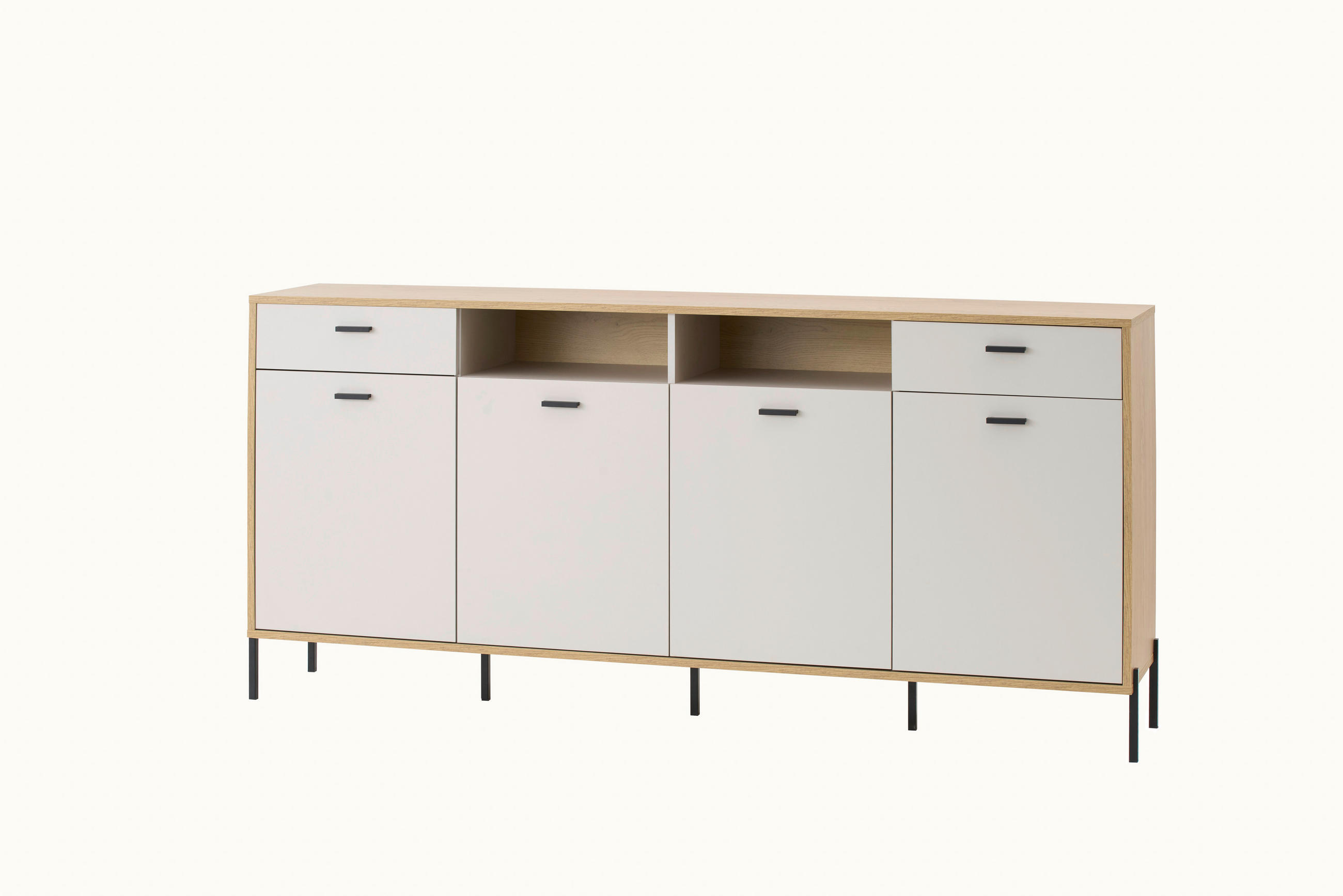 SIDEBOARD  205/94/40 cm 2 Schublade(n)  - Kaschmir/Eichefarben, Design, Holzwerkstoff/Metall (205/94/40cm) - MID.YOU