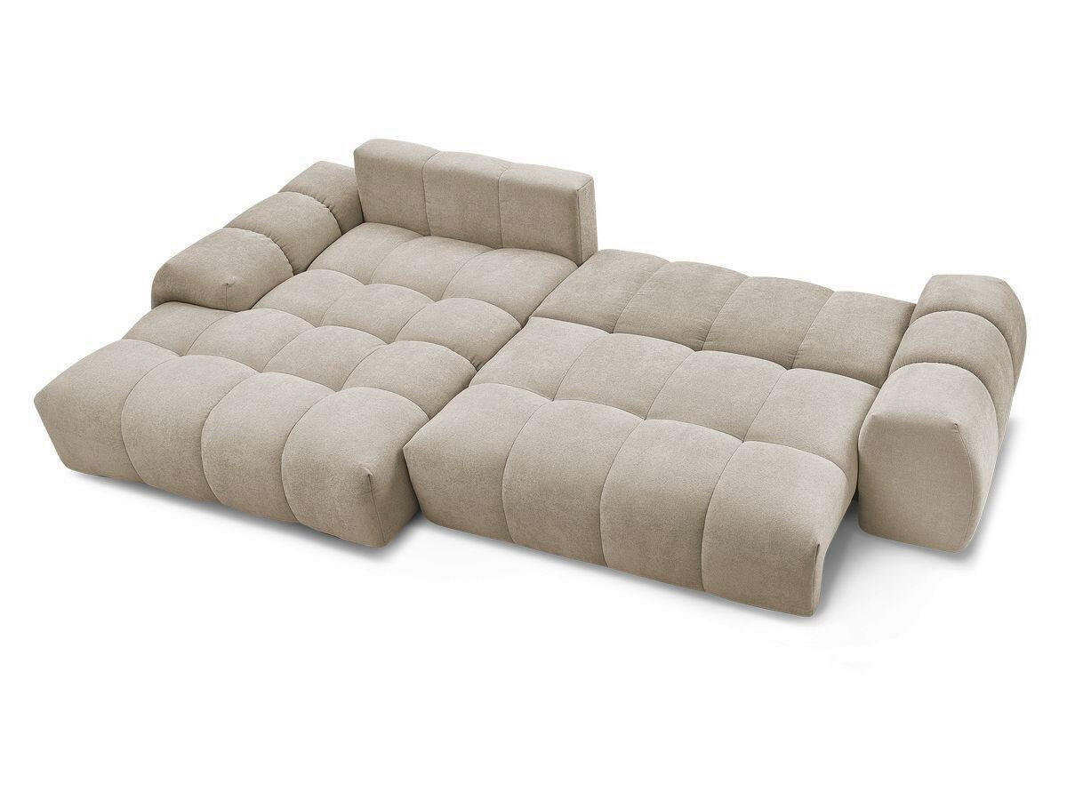 ECKSCHLAFSOFA EVEREST  mit Rücken echt, Armteil links, Armteil rechts Struktur Taupe  - Taupe/Schwarz, MODERN, Kunststoff/Textil (180/318cm) - Livetastic